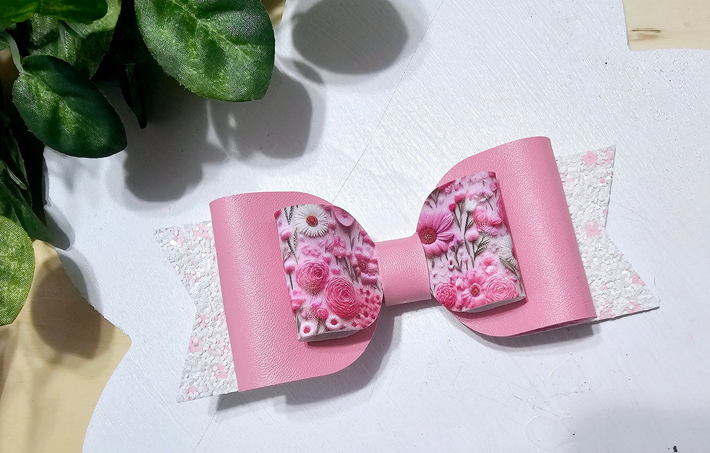 Pretty Pink Floral Hair Bow | LovelyExpressionLLC