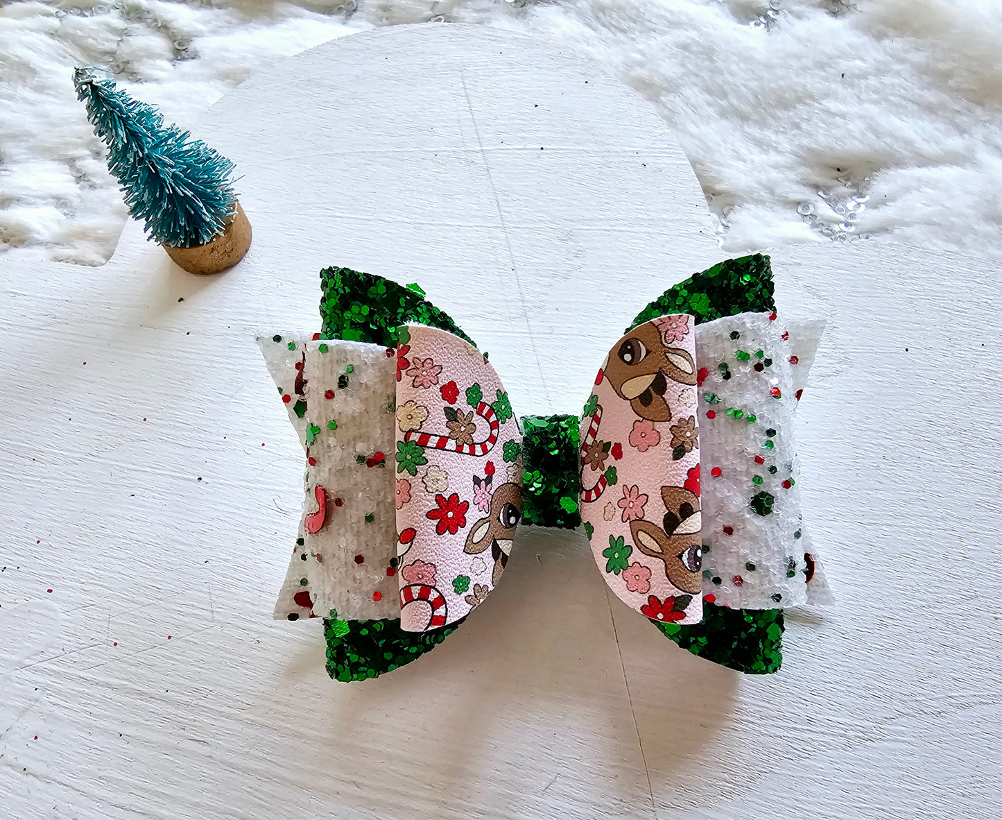Reindeers And Candy Cane Hair Bows | LovelyExpressionLLC