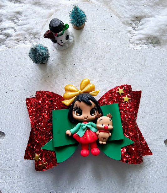 The Girl With The Stuff Reindeer Hair Bow | LovelyExpressionLLC