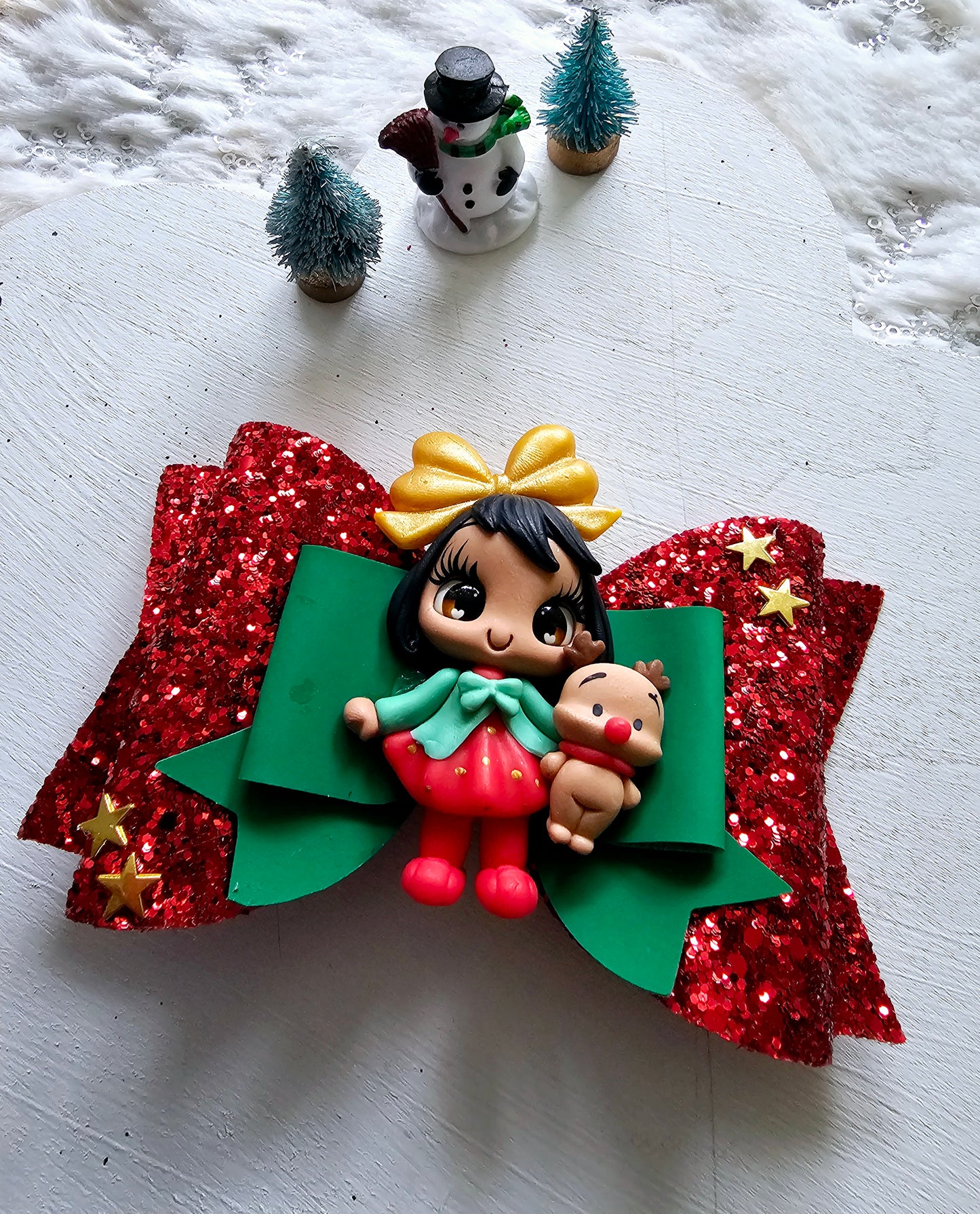 The Girl With The Stuff Reindeer Hair Bow | LovelyExpressionLLC
