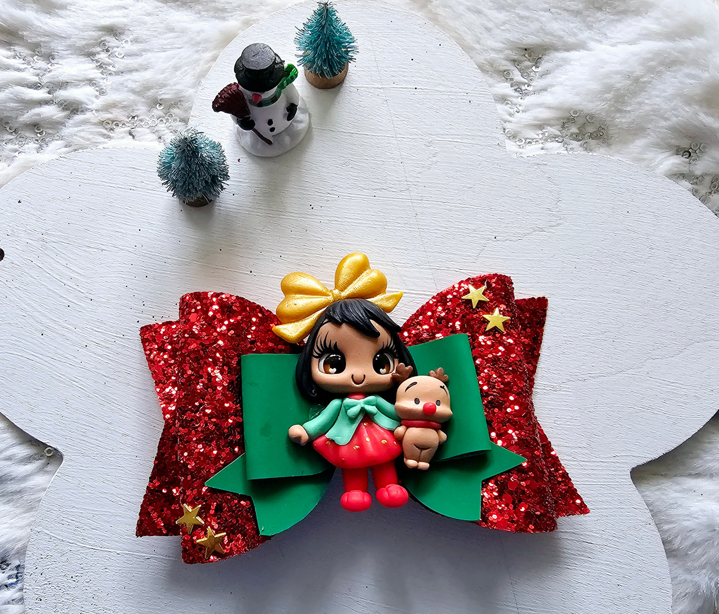 The Girl With The Stuff Reindeer Hair Bow | LovelyExpressionLLC
