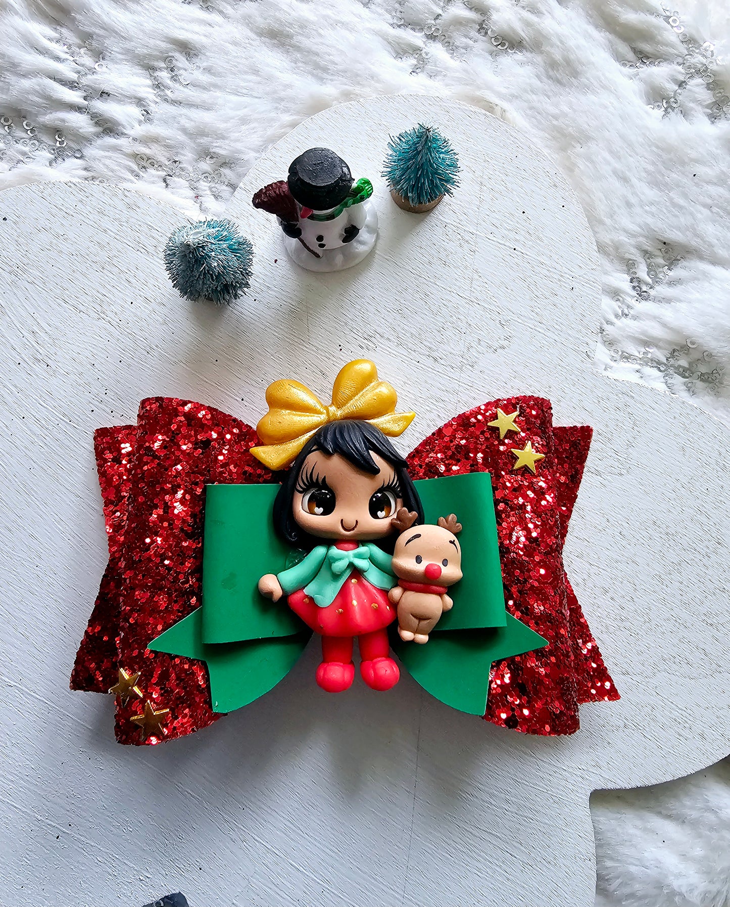 The Girl With The Stuff Reindeer Hair Bow | LovelyExpressionLLC