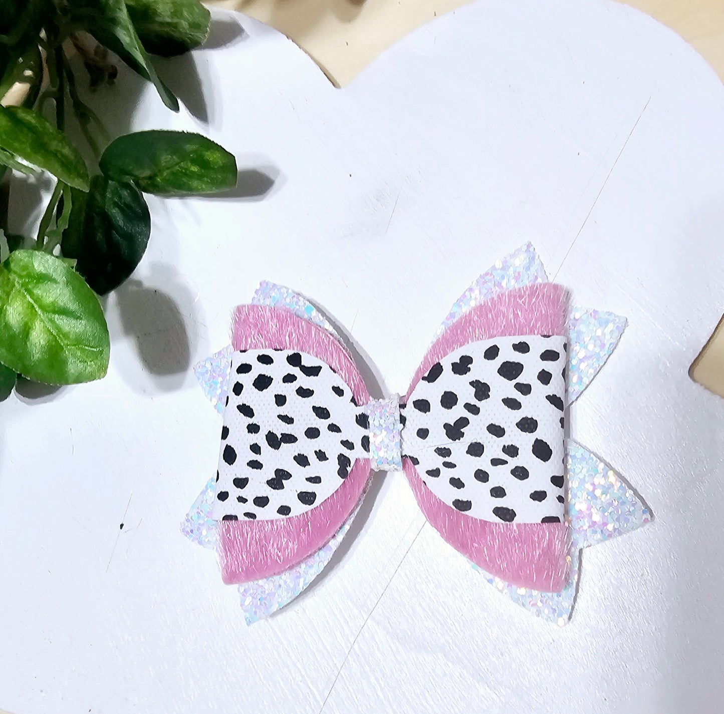 Pink Spots Hair Bow | LovelyExpressionLLC