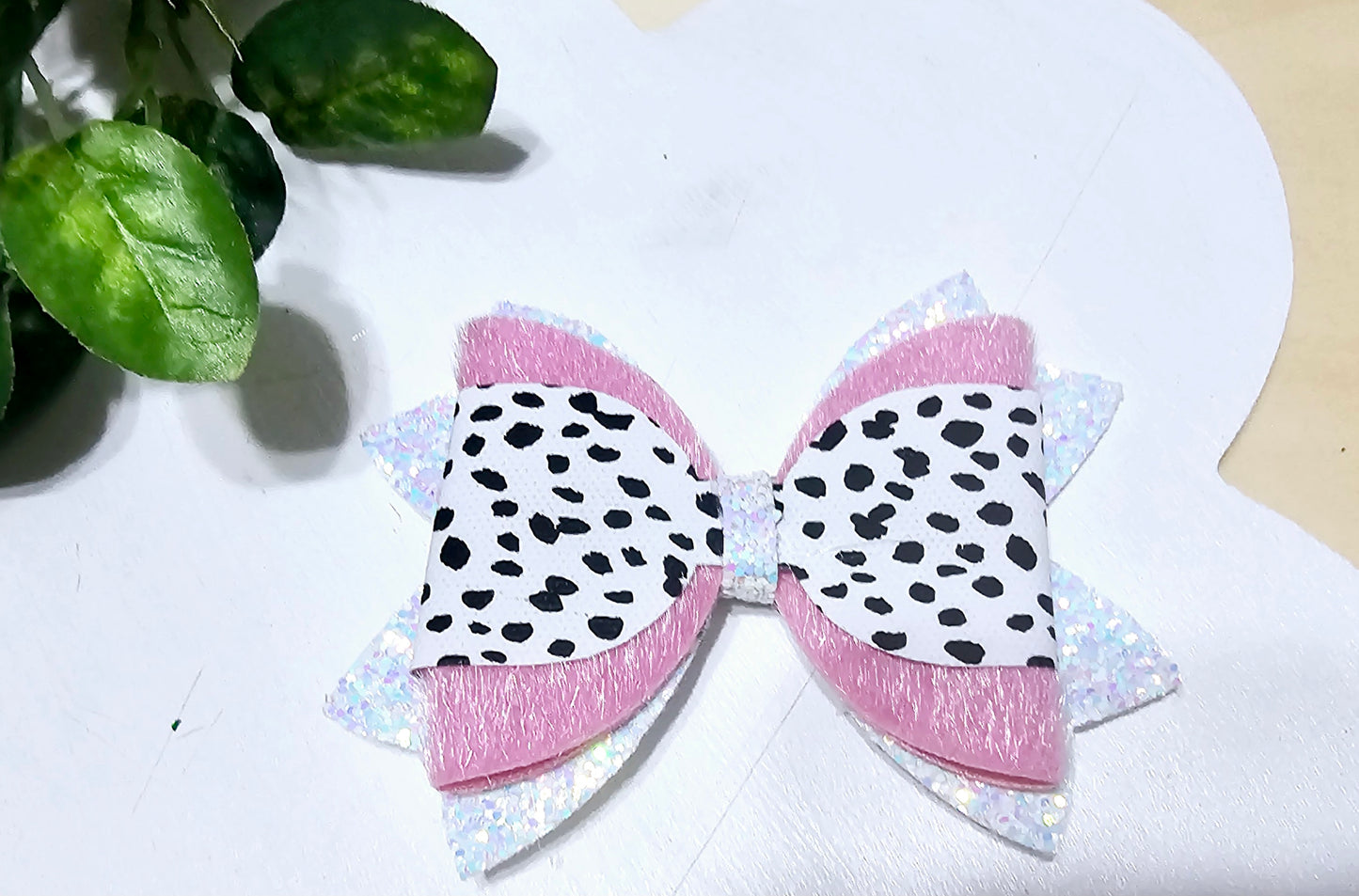 Pink Spots Hair Bow | LovelyExpressionLLC