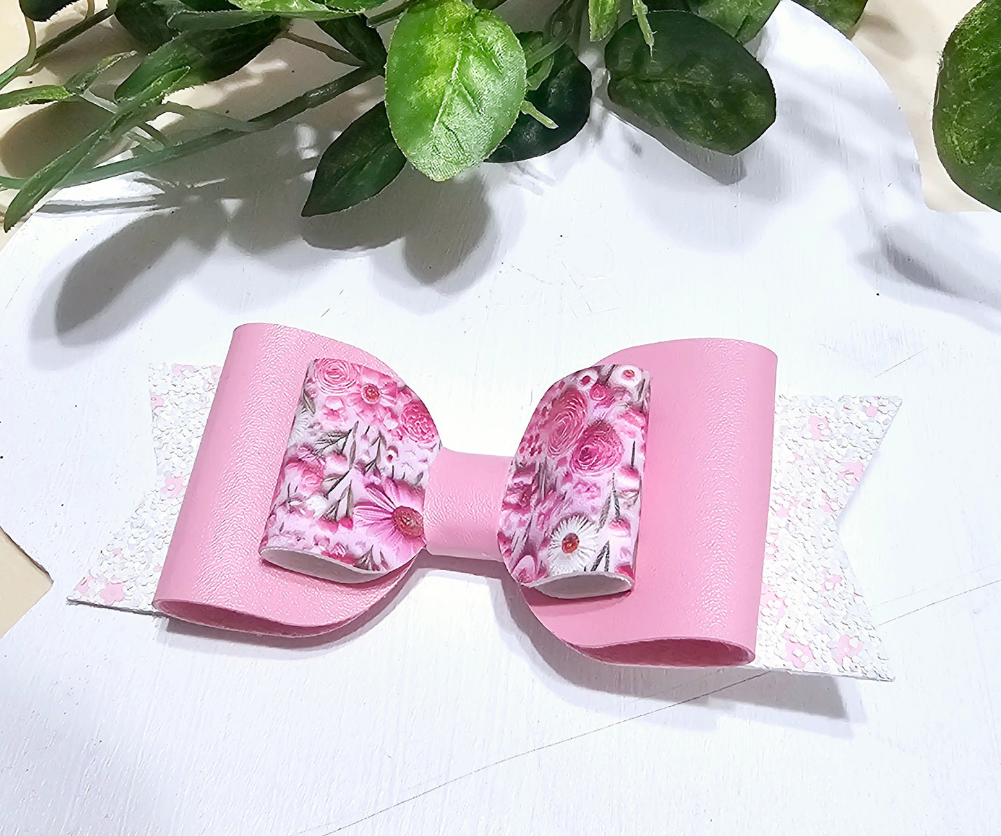 Pretty Pink Floral Hair Bow | LovelyExpressionLLC