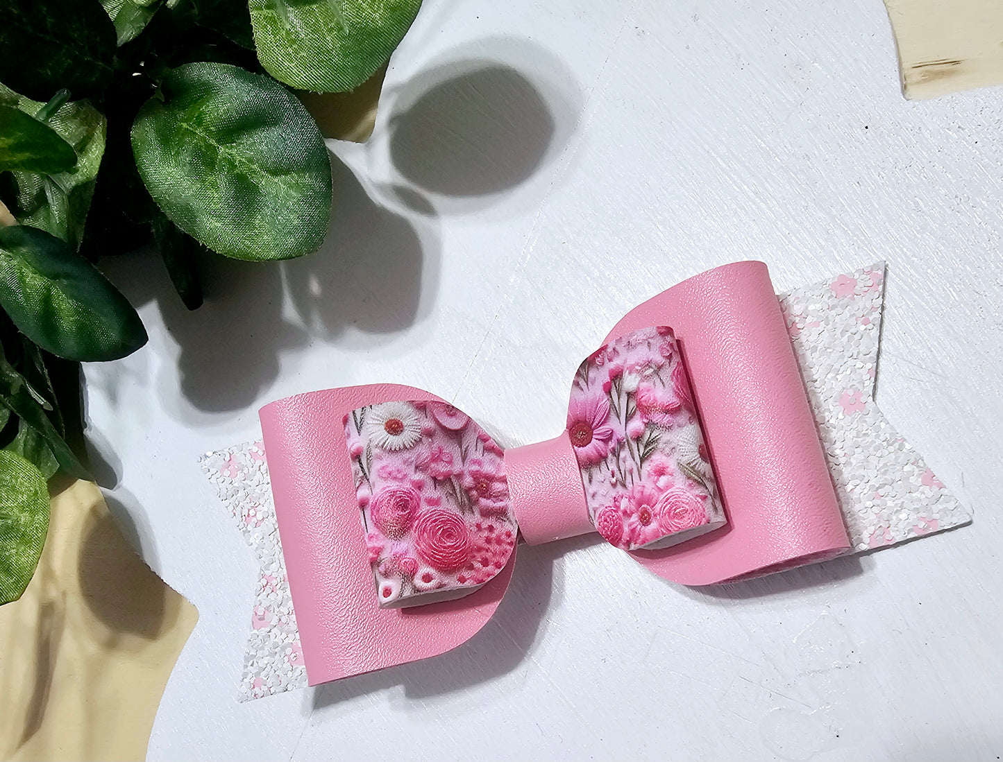 Pretty Pink Floral Hair Bow | LovelyExpressionLLC