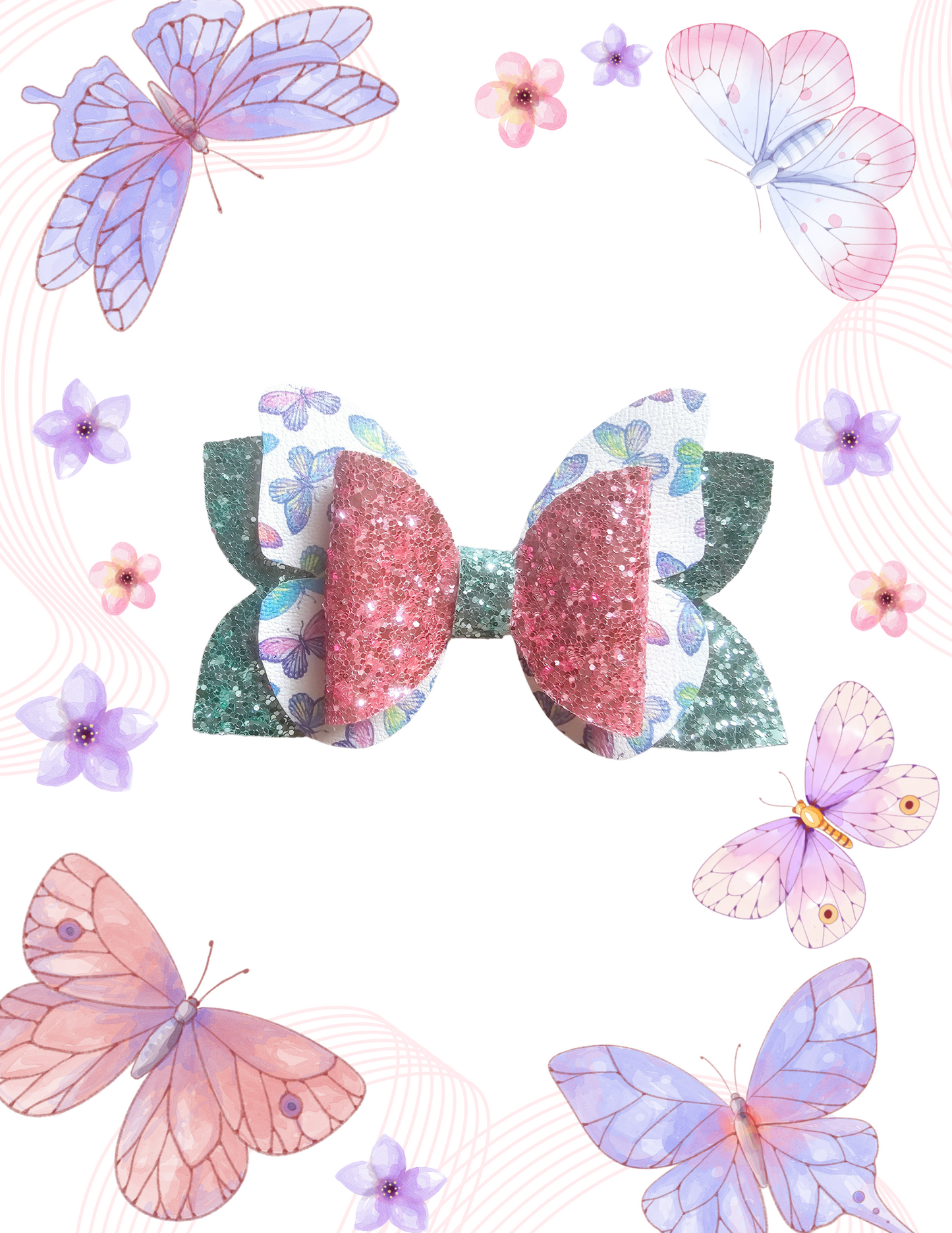 Glitter & Butterflies Hair Bow | Lovely Expression LLC