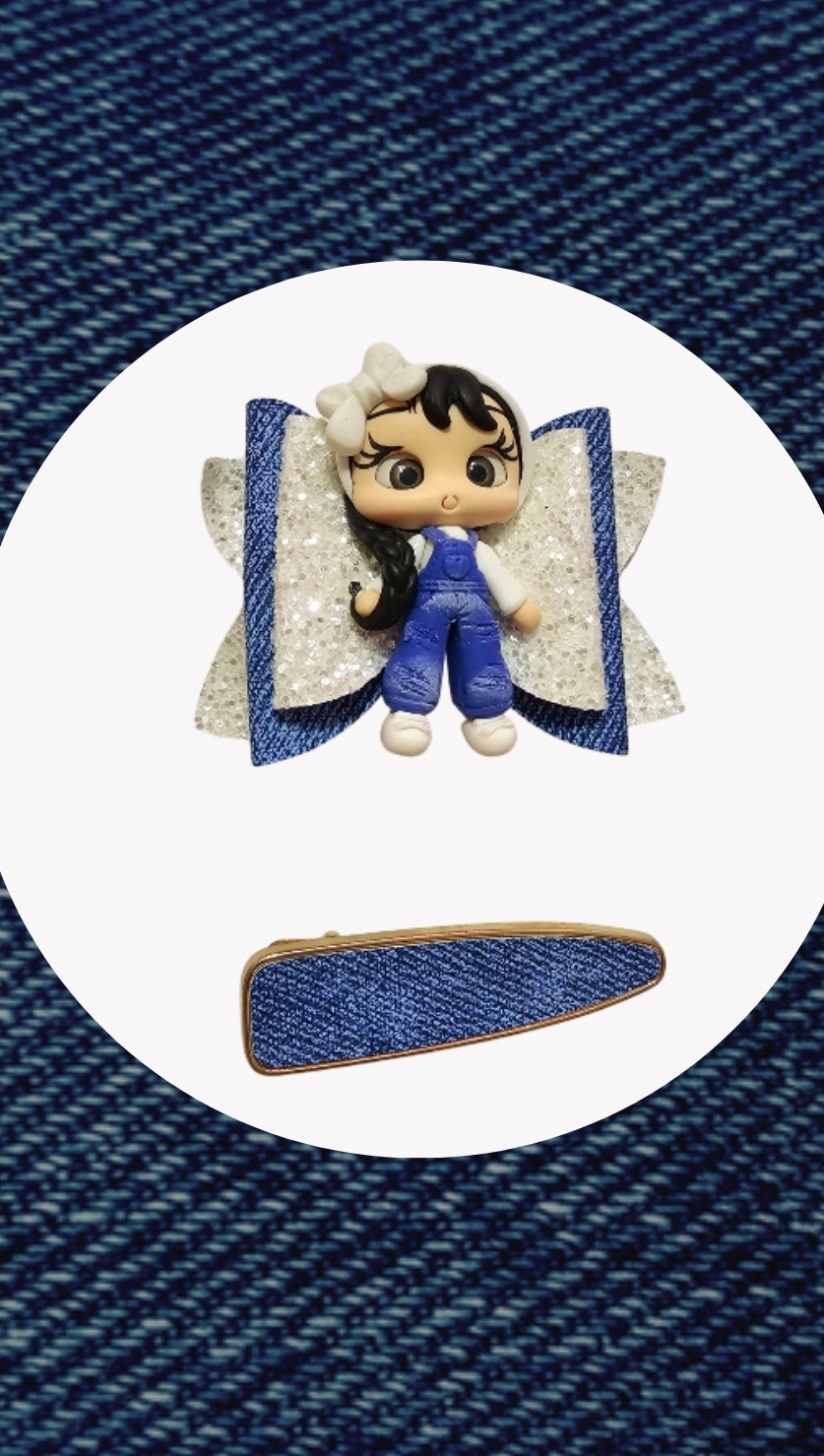 Mini Jean Doll Hair Bow | LovelyExpressionLLC