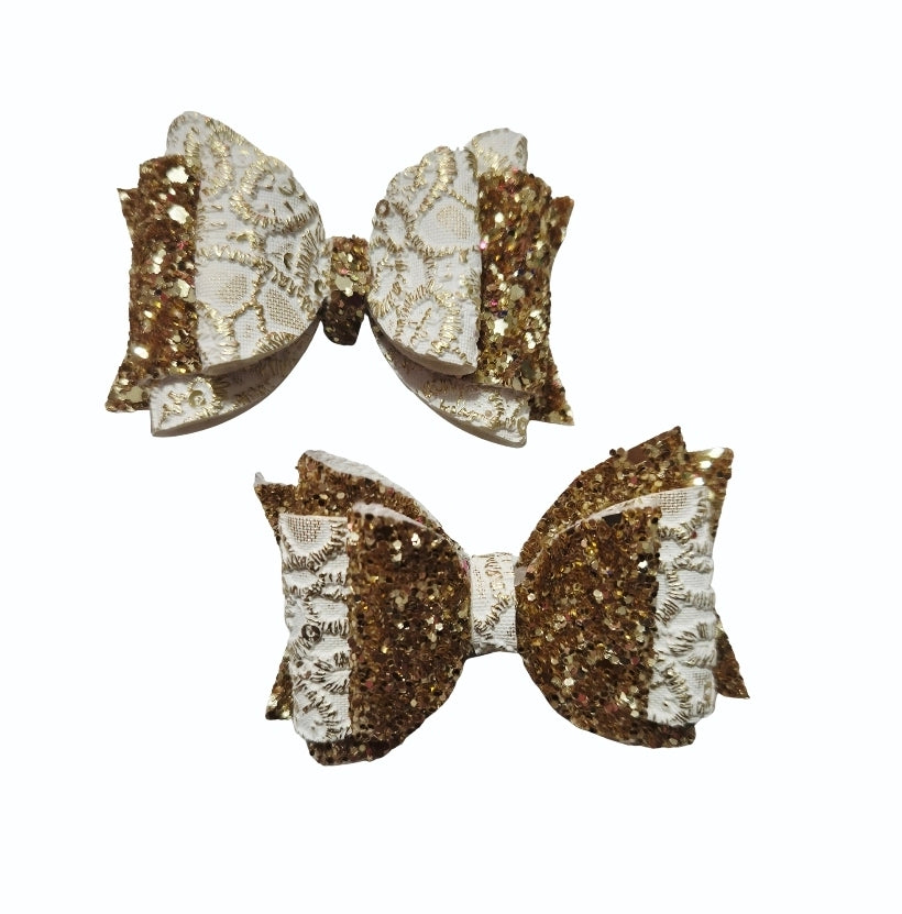 Gold Lace Hair Bows | LovelyExpressionLLC