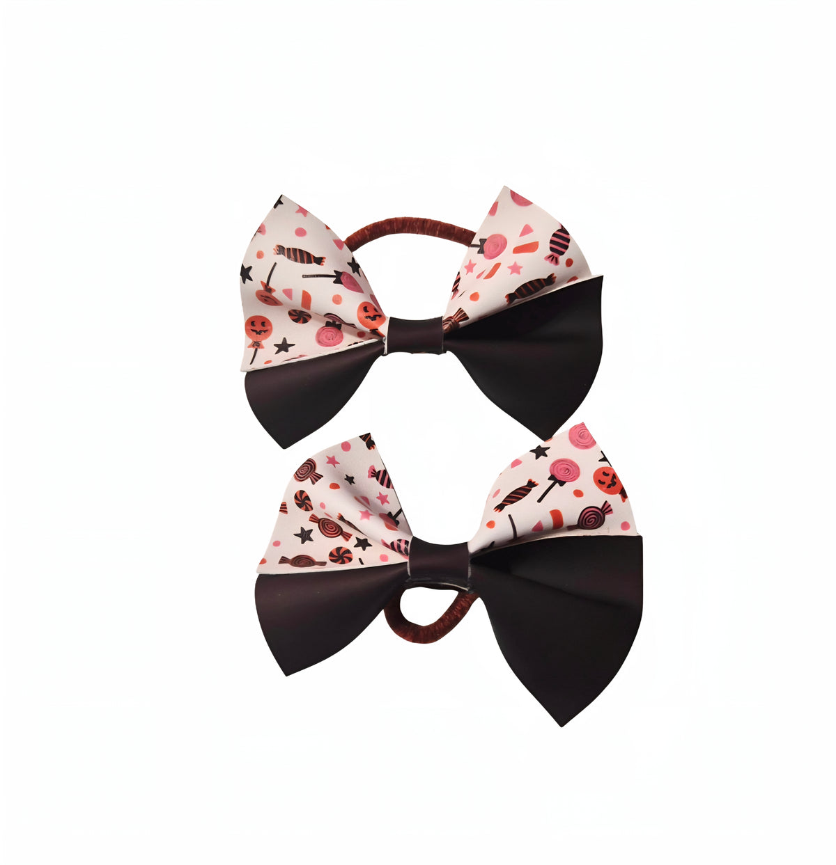 Boutique Halloween candy hair bow with heat changing material and faux leather accents