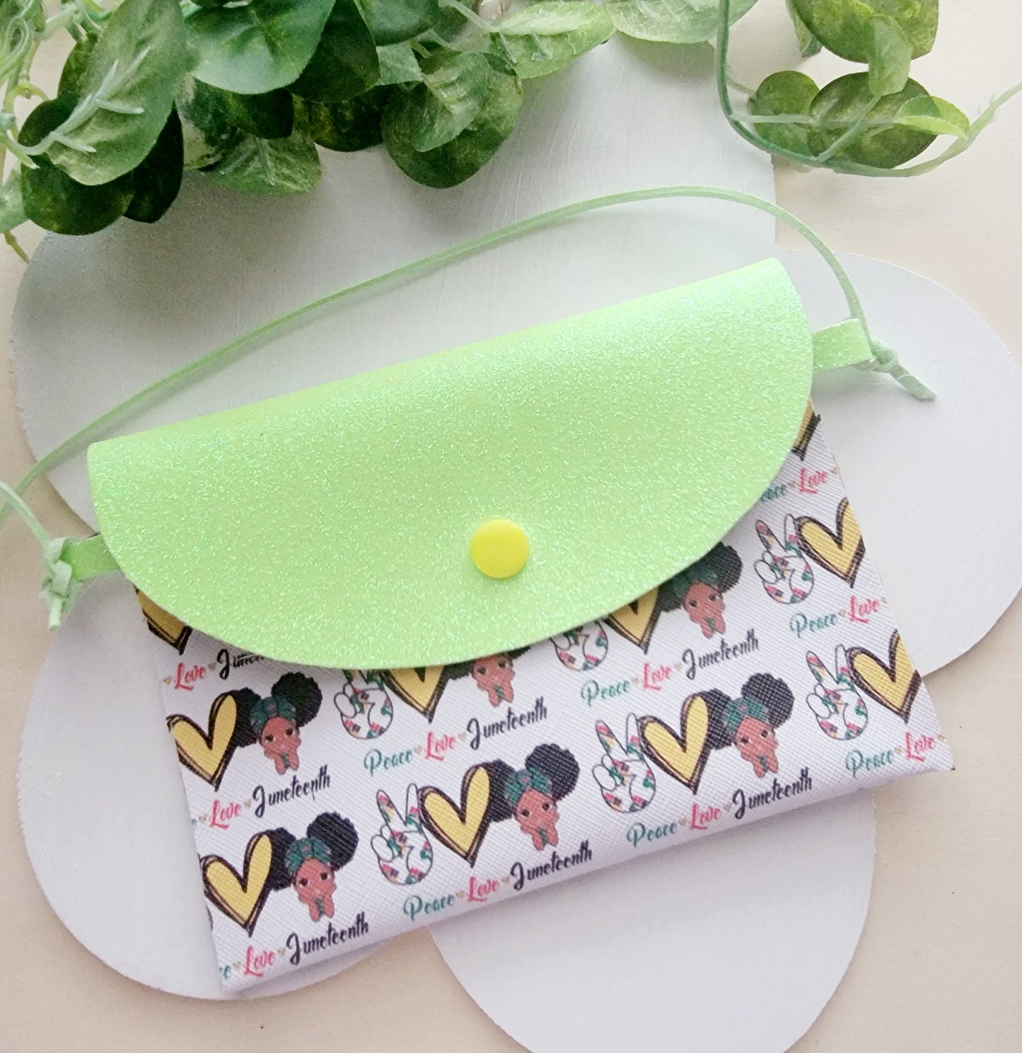 Peace, Love, and Juneteenth Purse Set (Green Glow in the Dark) | LovelyExpressionLLC
