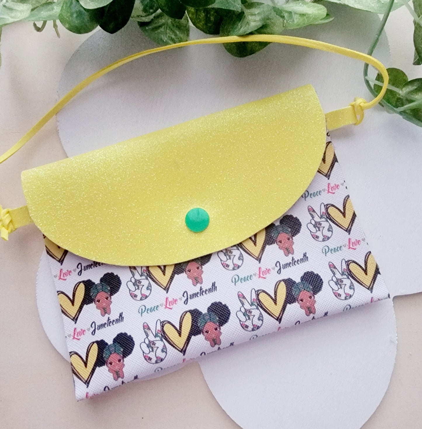 Peace, Love, and Juneteenth Purse Set (Yellow Glow in the Dark) | LovelyExpressionLLC