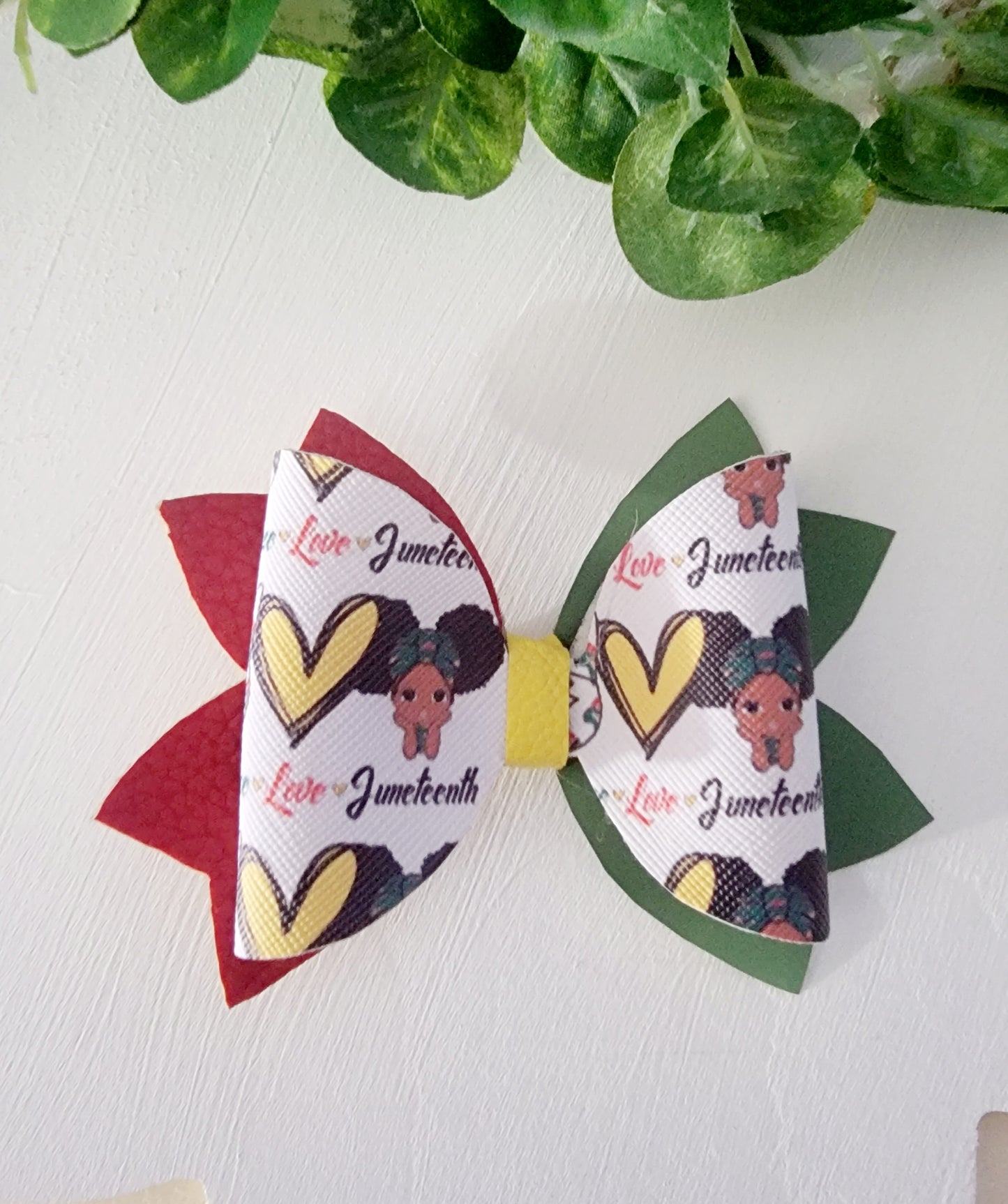 Peace, Love, and Juneteenth Hair Bow | LovelyExpresionLLC