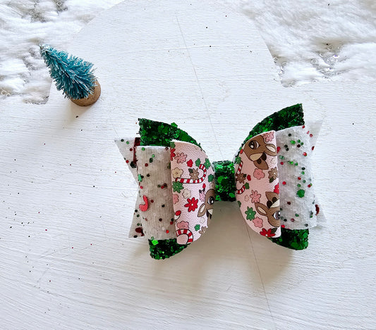 Reindeers And Candy Cane Hair Bows | LovelyExpressionLLC
