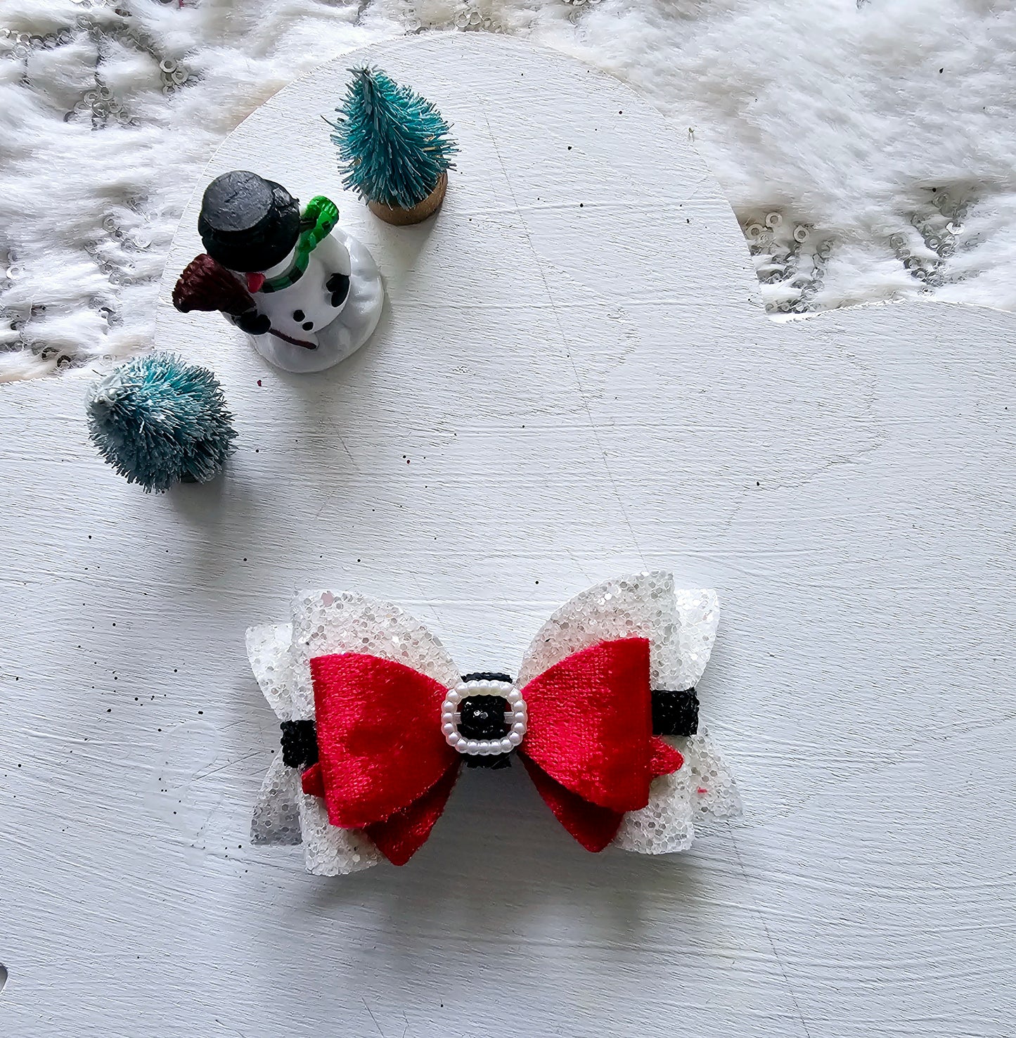 Velvet Santa Hair Bows | LovelyExpressionLLC