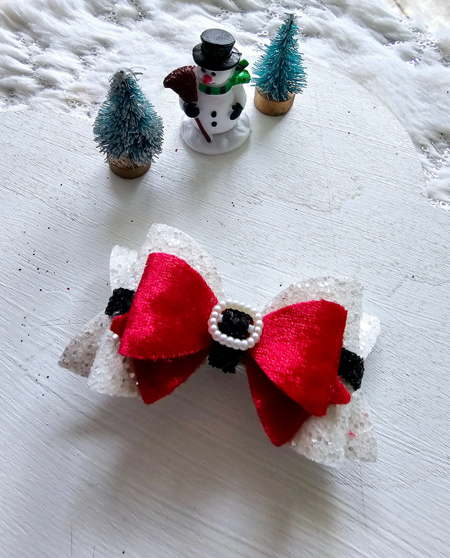 Velvet Santa Hair Bows | LovelyExpressionLLC
