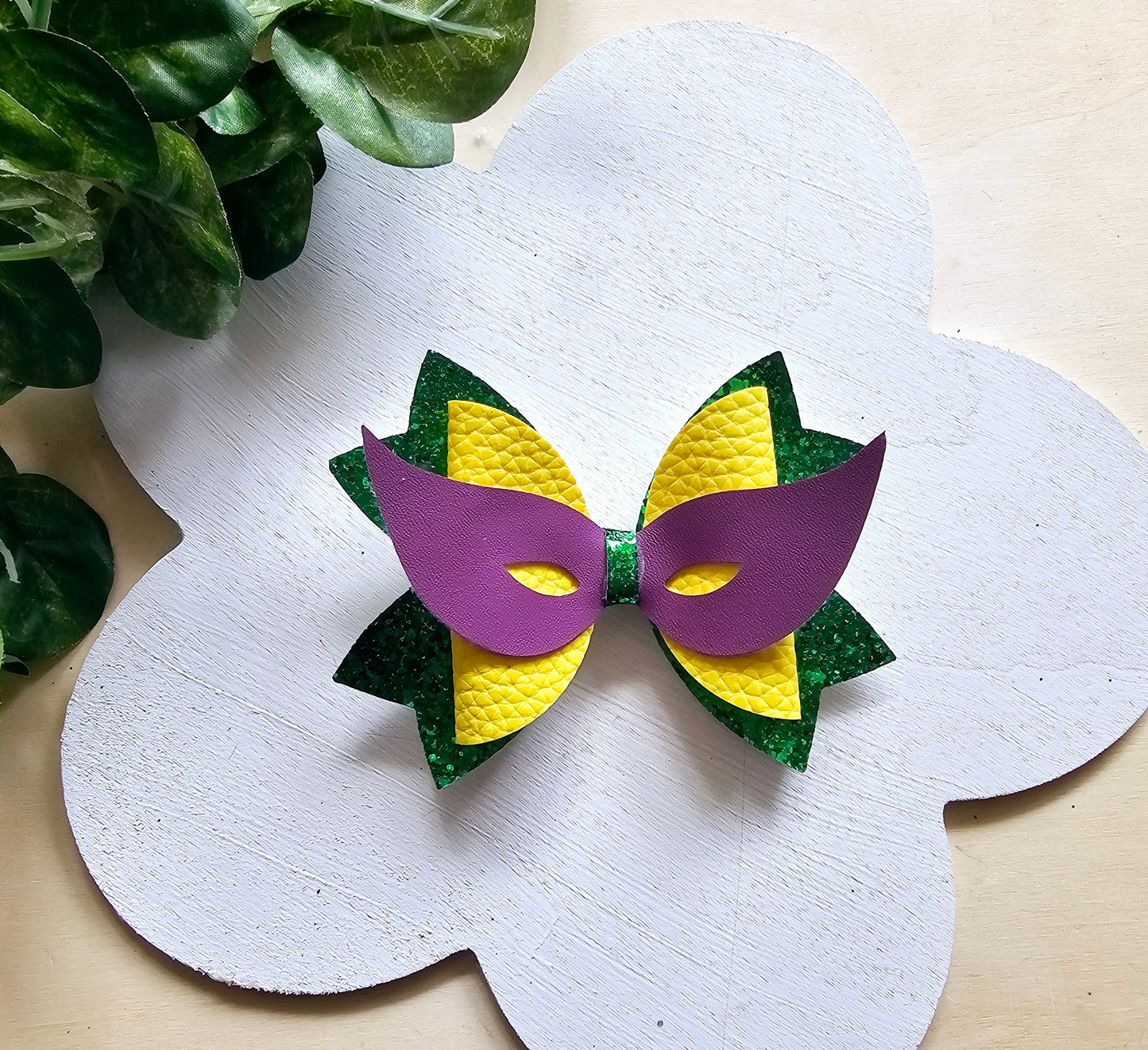 Mardi Gras Purple Mask Bow | LovelyExpressionLLC