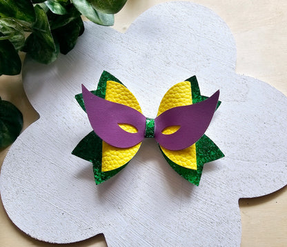 Mardi Gras Purple Mask Bow | LovelyExpressionLLC