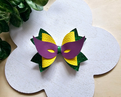 Mardi Gras Purple Mask Bow | LovelyExpressionLLC