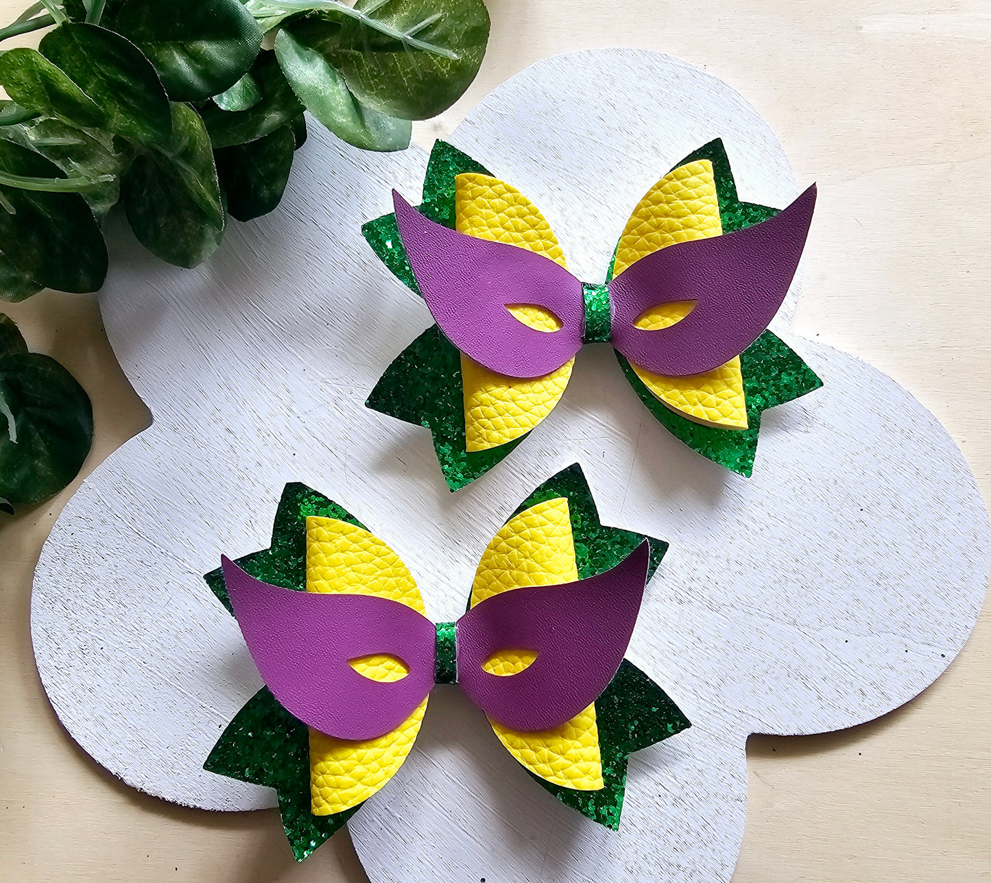 Mardi Gras Purple Mask Bow | LovelyExpressionLLC