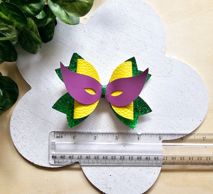 Mardi Gras Purple Mask Bow | LovelyExpressionLLC