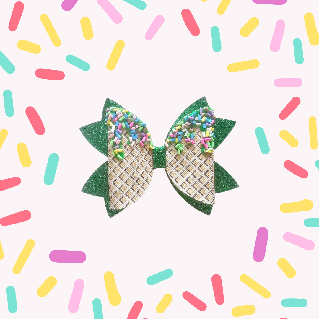 Dripping Ice Cream On A Waffle Cone Hair Bows | Lovely Expression LLC