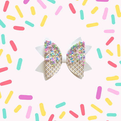 Dripping Ice Cream On A Waffle Cone Hair Bows | Lovely Expression LLC