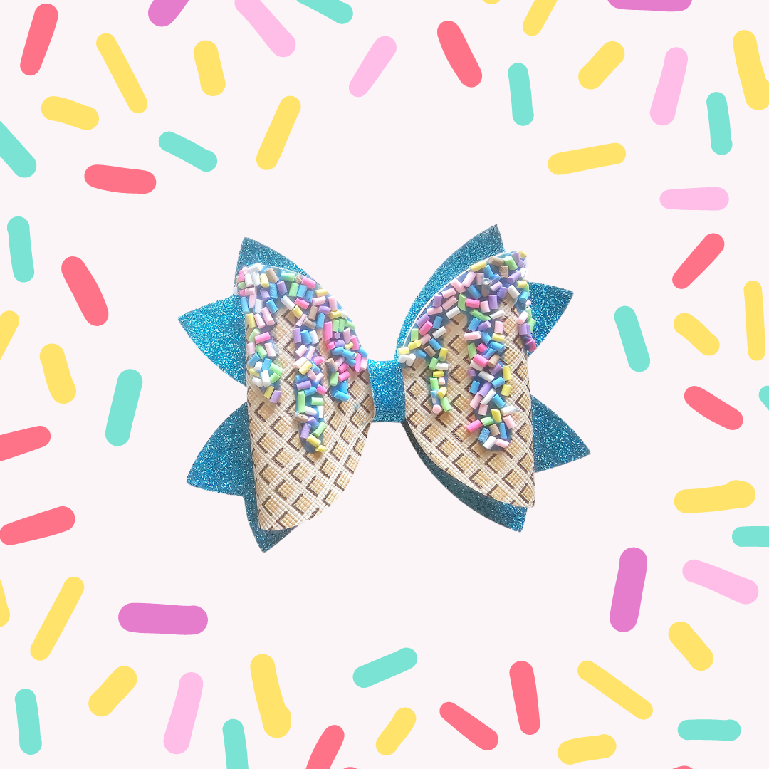 Dripping Ice Cream On A Waffle Cone Hair Bows | Lovely Expression LLC