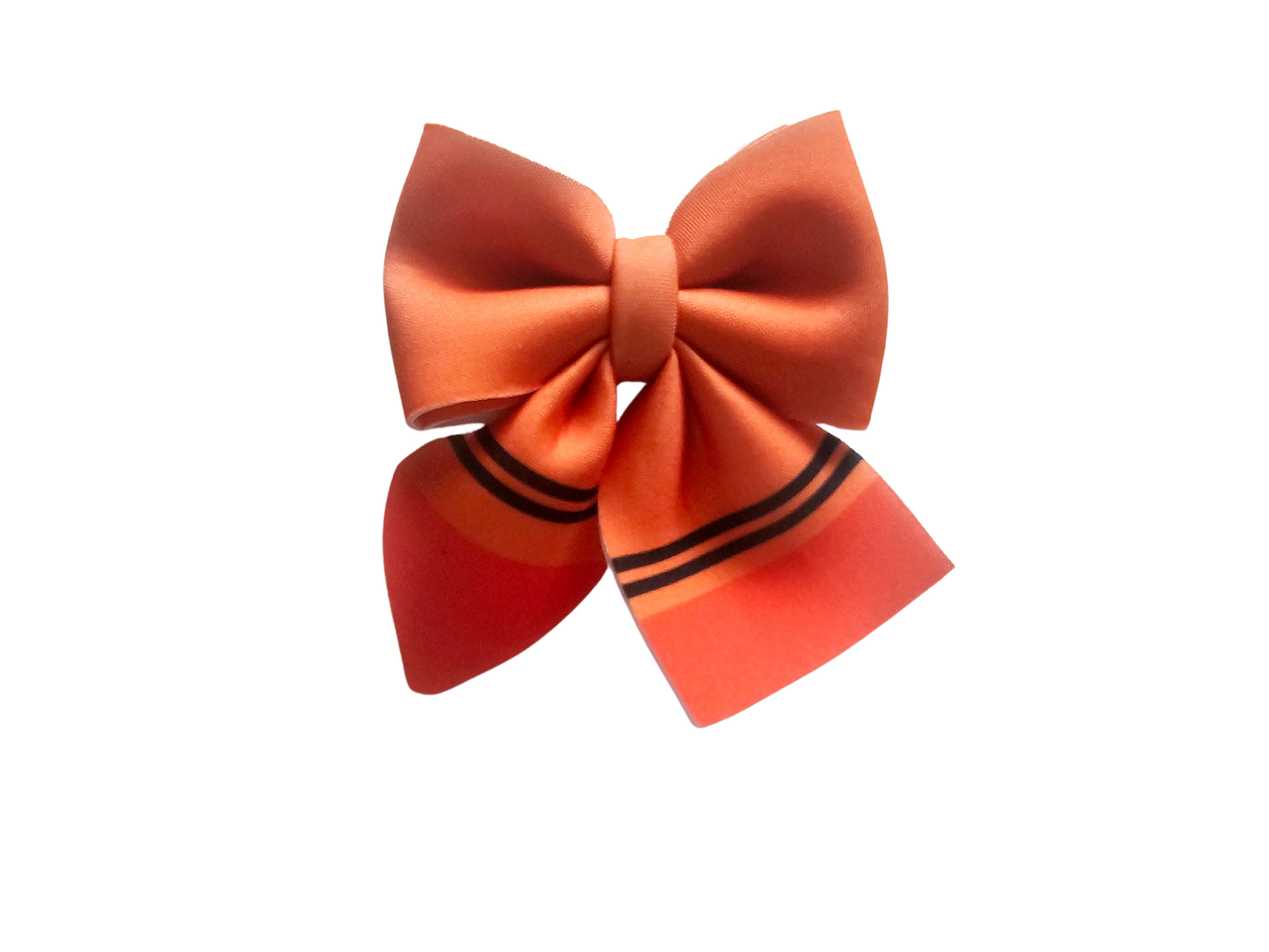 Handmade orange hair bow ponytail holder for girls, perfect for back-to-school outfits and the first day of school. 