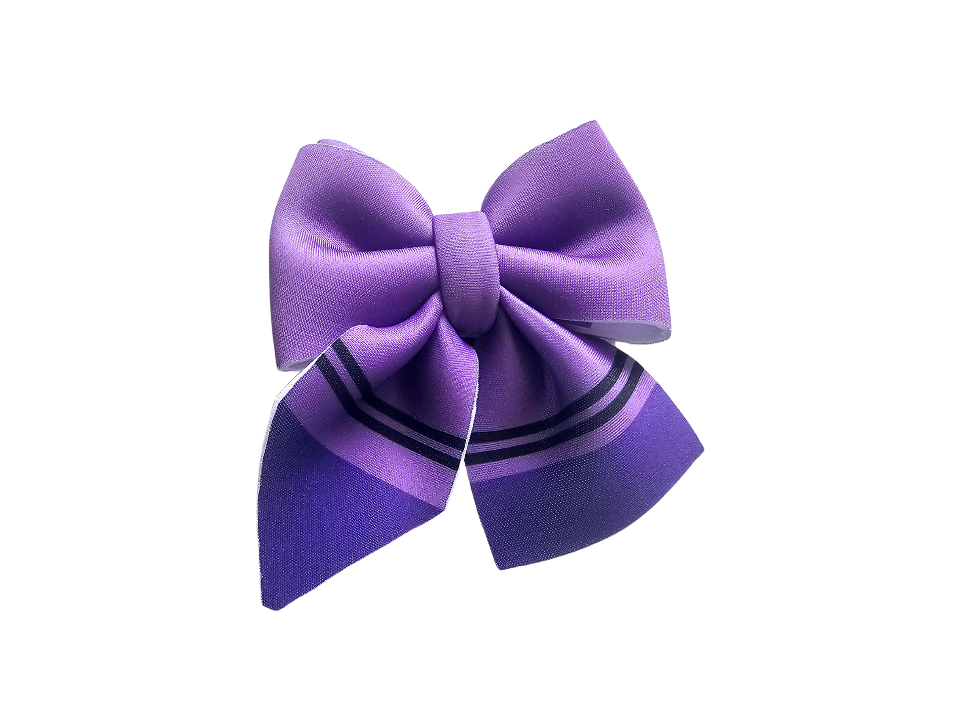 Handmade purple hair bow ponytail holder for girls, perfect for back-to-school outfits and the first day of school. 