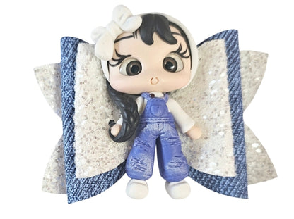 Mini Jean Doll Hair Bow | LovelyExpressionLLC