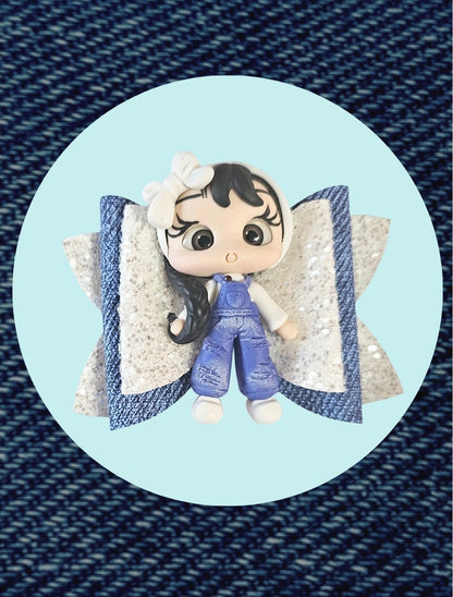 Mini Jean Doll Hair Bow | LovelyExpressionLLC