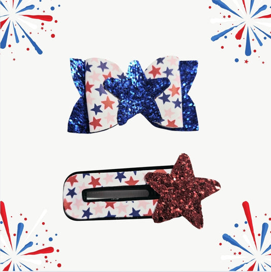 Mini 4th of July Bow & Clip Set | LovelyExpressionLLC