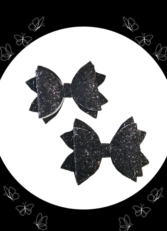 Glitter Black Bows Hair Bows (2pack) | LovelyExpressionLLC