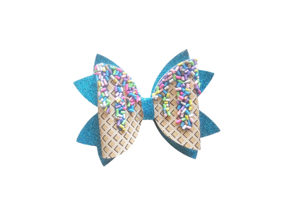 Dripping Ice Cream On A Waffle Cone Hair Bows | Lovely Expression LLC