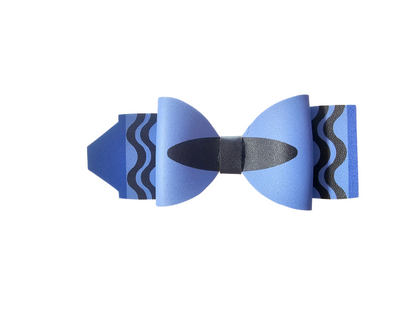 Handmade crayon hair bow for girls, perfect for back-to-school outfits, picture day, and preschool students.