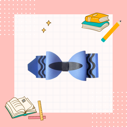 Handmade crayon hair bow for girls, perfect for back-to-school outfits, picture day, and preschool students.
