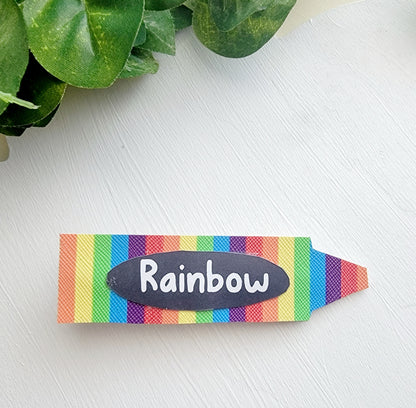 Handmade crayon hair clips for girls, perfect for back-to-school outfits, picture day, and everyday school wear.
