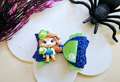Boutique Halloween hair bow available in multiple costume-inspired doll character styles.