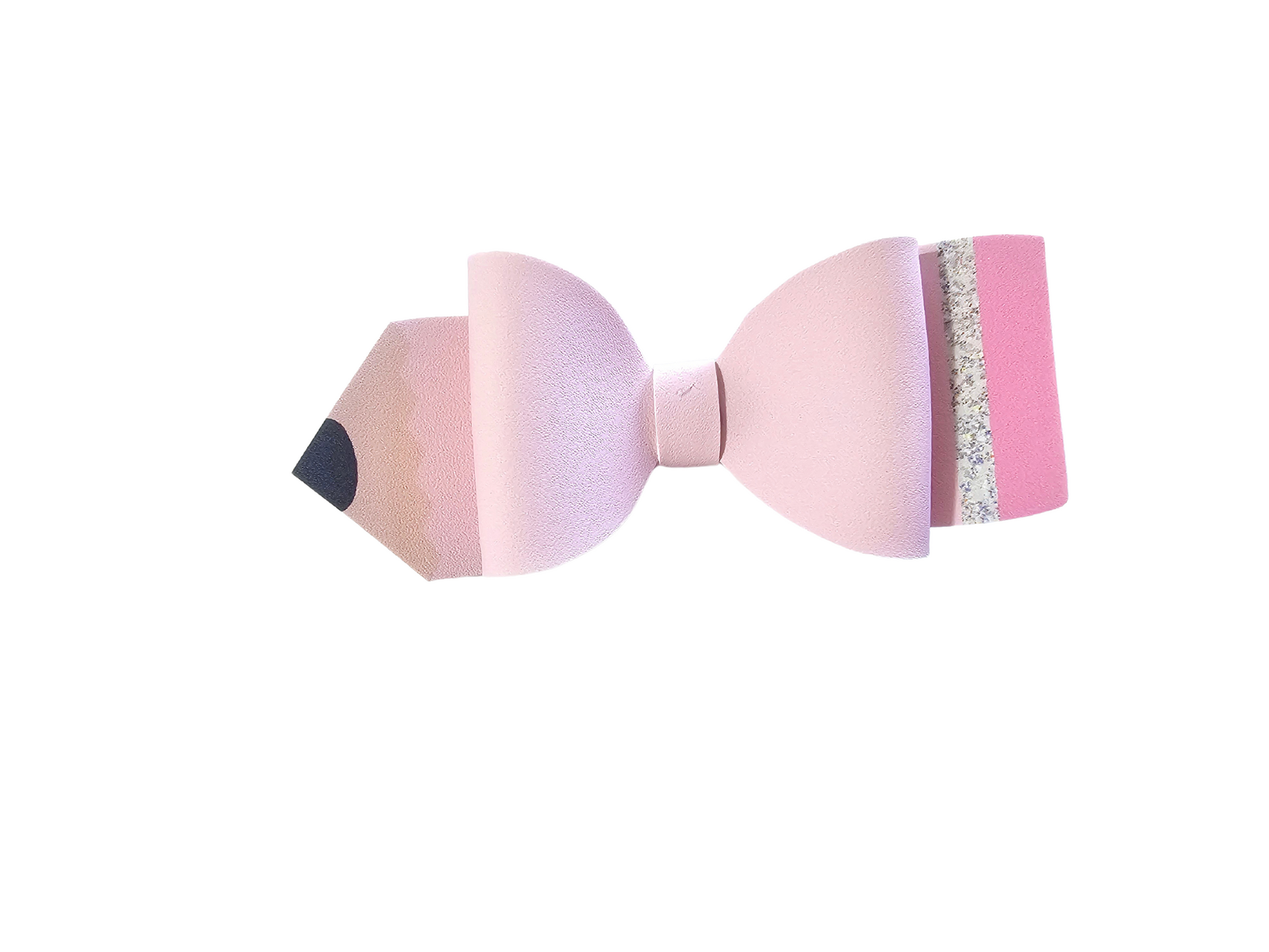Handmade colored pencil hair bow for girls, perfect for back-to-school outfits, picture day, and creative students.