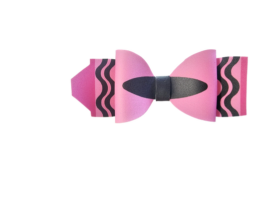 Handmade crayon hair bow for girls, perfect for back-to-school outfits, picture day, and preschool students.