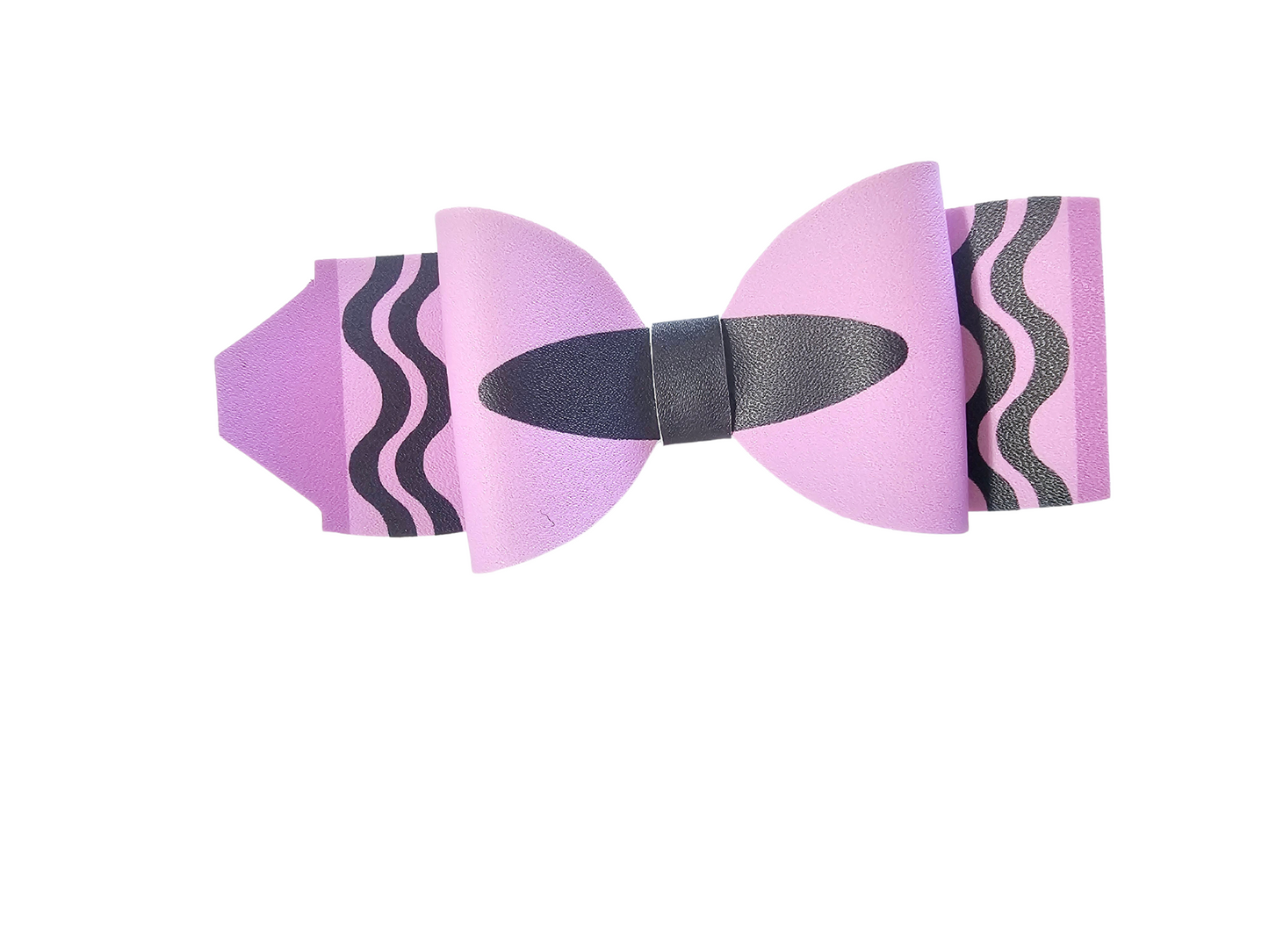 Handmade crayon hair bow for girls, perfect for back-to-school outfits, picture day, and preschool students.