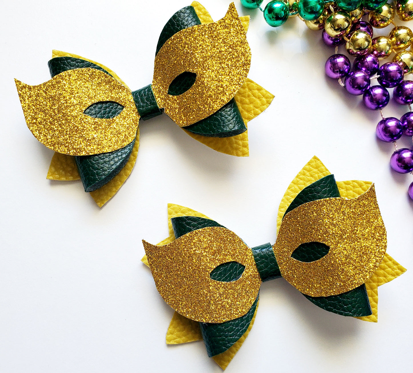 Gold Mask Mardi Gras Bow | LovelyExpressionLLC