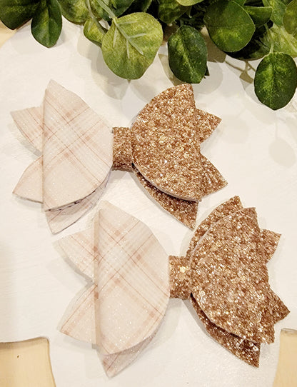 Almond Plaid Hair Bow Sets | LovelyexpressionLLC
