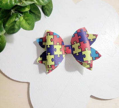 Autism Awareness Bows & Bow Keychains