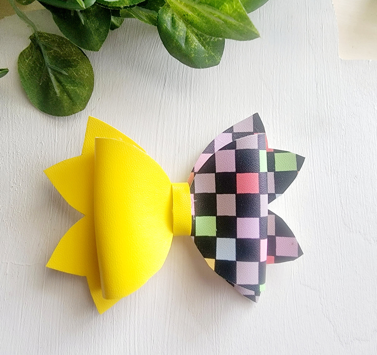Handmade back-to-school gift set featuring a crayon hair bow, matching purse, and wristlet for girls.