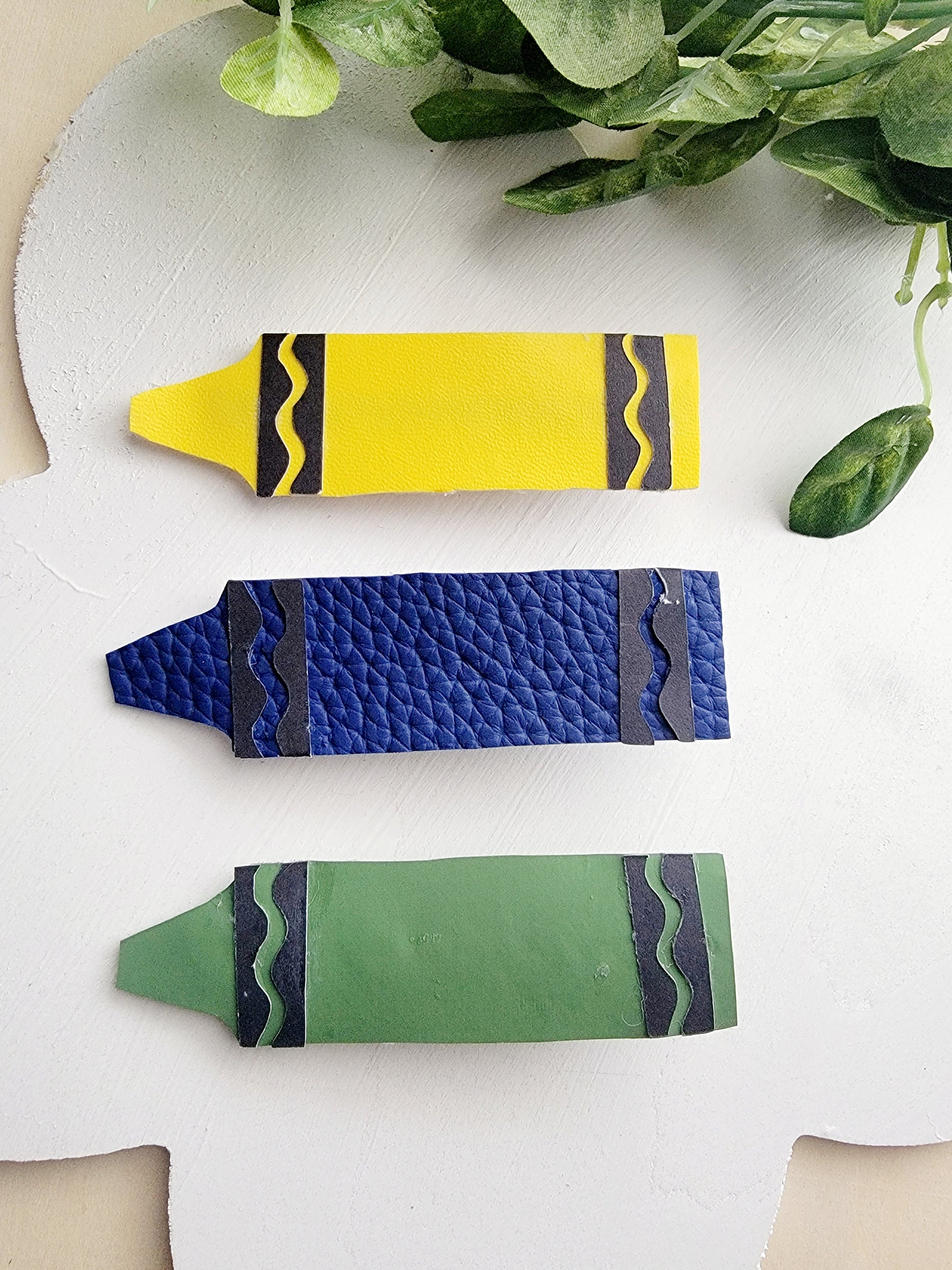 Handmade crayon hair clips for girls, perfect for back-to-school outfits, picture day, and everyday school wear.