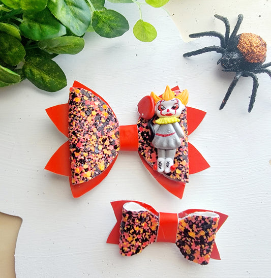 Heat-changing Halloween character bow set with matching medium and mini handmade hair bows.